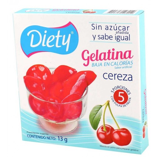 Gelatina Diety sin azúcar añadido Cereza Caja X 13 Gramos 