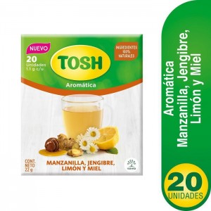 Tosh Aromática Manzanilla, jengibre, miel y limón Naturales Caja X 20 Unidades 
