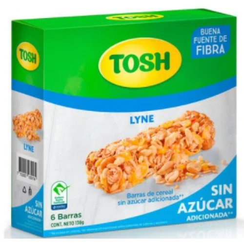 Tosh Barra de cereal Lyne sin azúcar adicionada Caja X 6 Unidades 