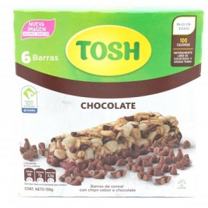 Tosh Barra de cereal con chips sabor a chocolate Caja X 6 Unidades 