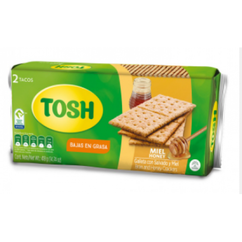 Tosh Galletas salvado y Miel 2 tacos Paquete X 418 Gramos 
