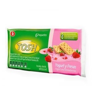 Tosh Galletas tipo sándwich crema con sabor a Fresa Paquete X 6 Unidades 