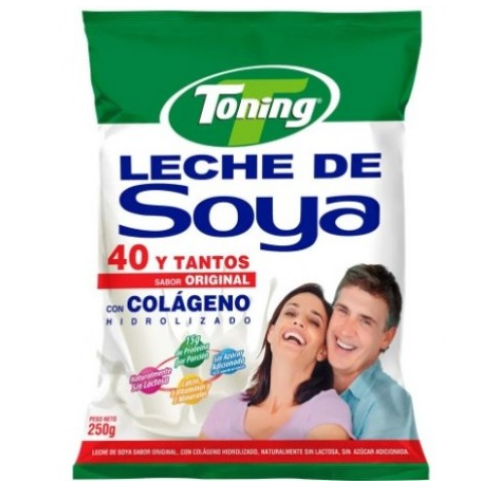 toning leche soya 40 y tantos con colágeno hidrolizado Paquete x 250 gr