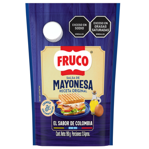 Mayonesa Fruco Baja en grasa Doy pack X 190 Gramos 
