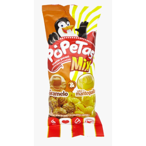 Popetas Mix Crispetas de maíz surtidas con Caramelo & Mantequilla Paquete X 39.6 Gramos
