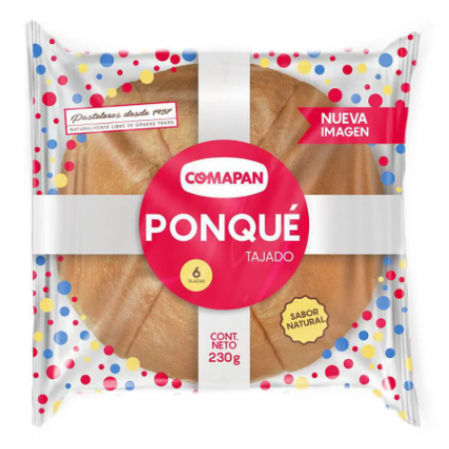 Ponqué Tajado Comapan Paquete X 230 Gramos (6 Unidades)