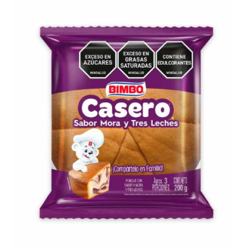 ponque casero mora y tres leches Paquete x 200 gr