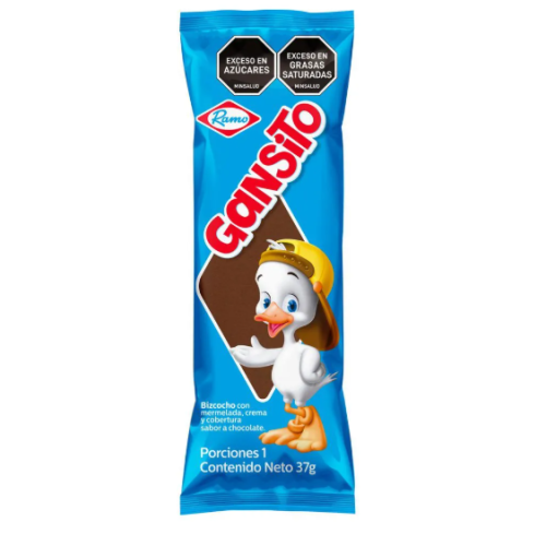 Gansito ponqué con mermelada, crema y cubierta de chocolate Paquete X  37 Gramos 