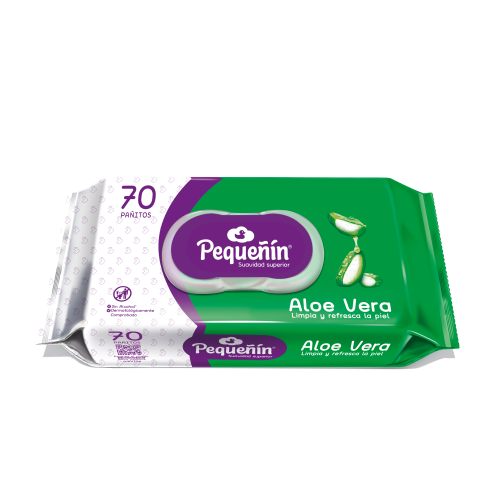 Pequeñín toallitas húmedas aloe vera paquete X 70 Unidades