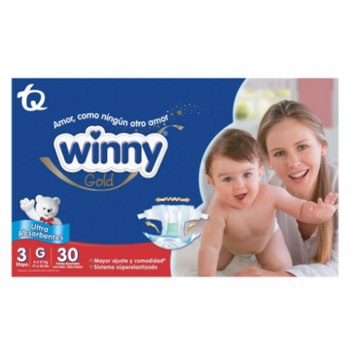 Winny Gold Pañales Etapa 3 Paquete X 30 Unidades  (MAXIMO 3 X CLIENTE)