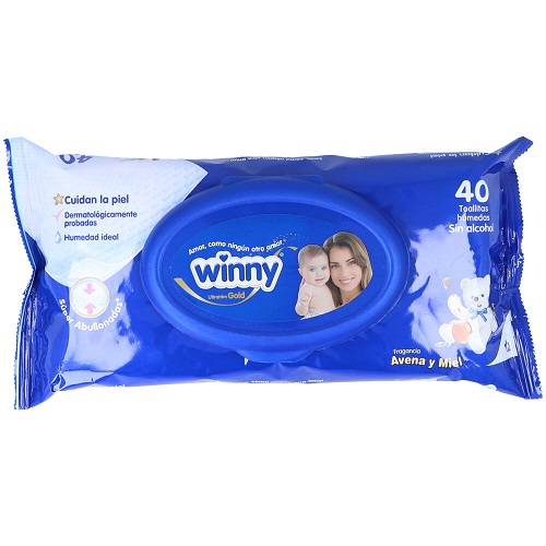 Winny toallitas avena miel Paquete X 40 Unidades 