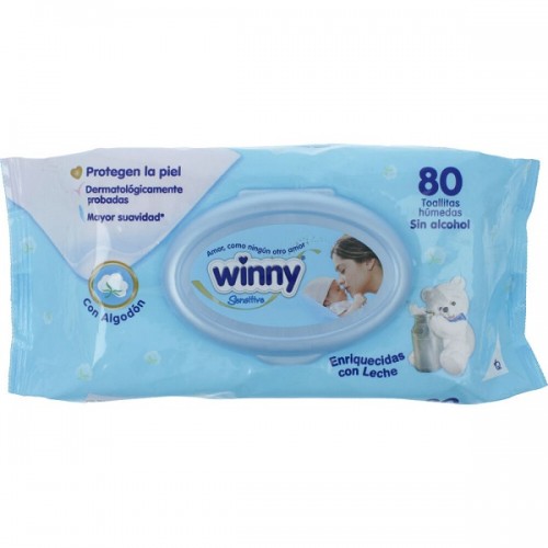 Winny Toallitas húmedas sensitive Paquete X 80 Unidades 