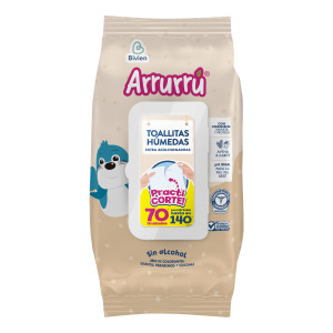 Arrurrú Toallitas húmedas practi corte avena & karité Paquete X 70 Unidades (conviértelas hasta en 140)