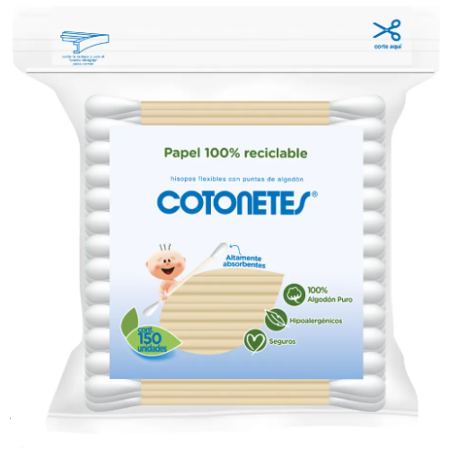 Cotonetes Hisopos flexibles con punta de algodón Paquete X 150 Unidades 