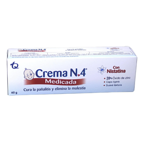 Crema Numero 4 Medicada 20% oxido de zinc Tubo X 60 Gramos 