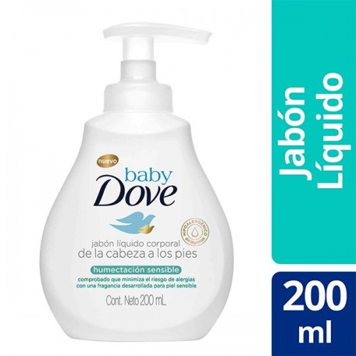 Baby Dove Jabón líquido de la cabeza a los pies Humectación Sensible Frasco X 200 Ml 