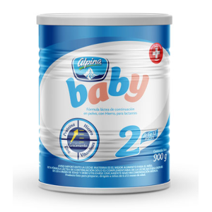 Alpina Baby Alimento lácteo en polvo con hierro para lactantes Etapa 2 Lata X 900 Gramos 