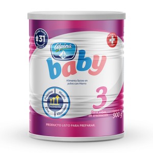 Alpina Baby Alimento lácteo en polvo con hierro Etapa 3 Lata X 900 Gramos 