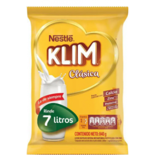 Alimento Lácteo en polvo Klim Clásica Bolsa X 840 Gramos 