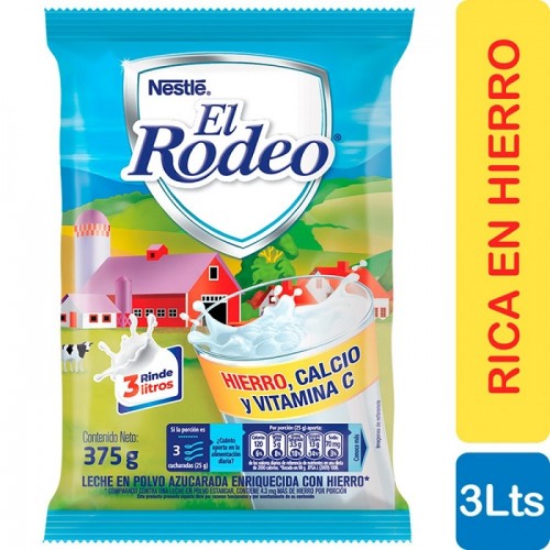Leche en polvo El Rodeo Bolsa X 375 Gramos 