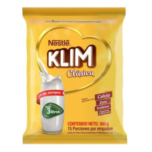 Leche en polvo Klim Fortificada Bolsa X 360 Gramos 