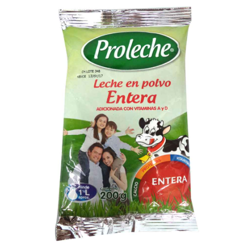 Proleche Leche en polvo Entera Bolsa X 200 Gramos 