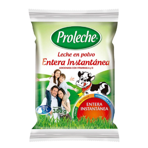 Proleche Leche en polvo Entera Bolsa X 380 Gramos 