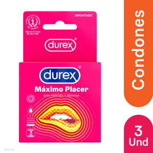 Durex Máximo placer con puntos y estrías Caja X 3 Unidades