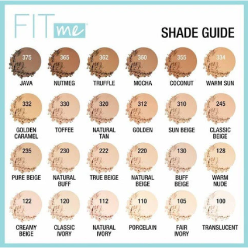 Maybelline Fit me mate & sin poros Caja X 12 Gramos (colores surtidos)