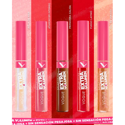 Vogue Colorismo brillo labial extra volumen Tubo X 5 Ml Colores surtidos