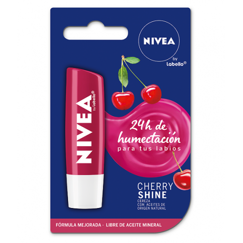 Nivea Humectante para Labios Cereza con aceites Naturales Barra X  4.8 Gramos 