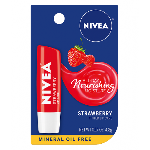 Nivea Humectante para Labios Fresa con aceites Naturales Barra X  4.8 Gramos 