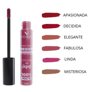 Vogue labial liquido Resist a prueba de besos Mate X 3 Ml (colores surtidos)