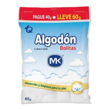 algodon mk pomos x 40 + gratis 20 grs