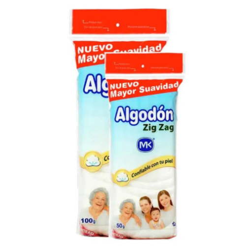 Algodón zig zag MK Paquete X 100 + 50 Gramos 