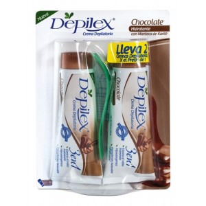 Depilex Crema depilatoria Chocolate Hidratante con manteca de Karité 2 Tubos X 100 Gramos 