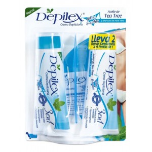 Depilex Crema depilatoria aceite de tea y extracto de aloe (bikini y axilas) 2 Tubos X 10 Gramos 