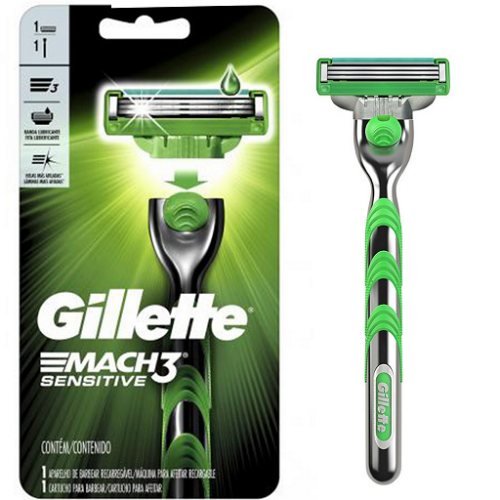 Gillette Mach-3 Sensitive Maquina de afeitar Recargable X 1 Unidad 