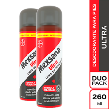 Mexsana Ultra Desodorante en Spray para pies Dúo Lata  X 260 Ml 