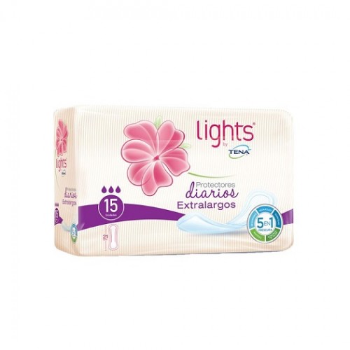Lights by Tena Protectores Diarios Extra largos  Paquete X 15 Unidades 
