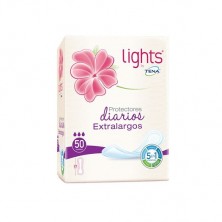 Lights by Tena Protectores Diarios Extra largos  Caja X 50 Unidades 
