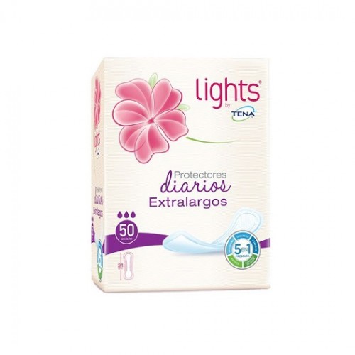 Lights by Tena Protectores Diarios Extra largos  Caja X 50 Unidades 