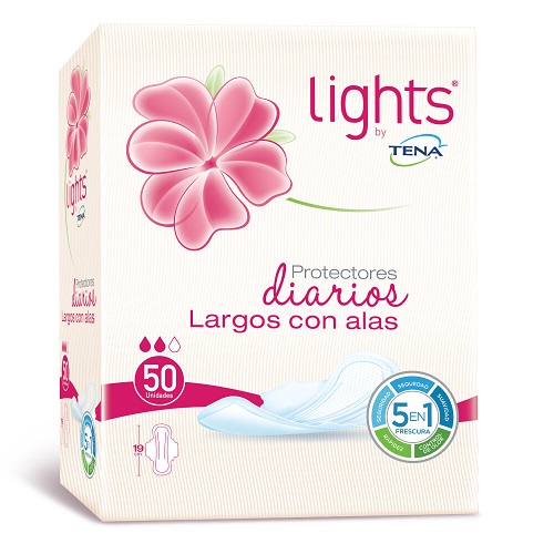 Lights by Tena Protectores Diarios largos con alas Caja X 50 Unidades 