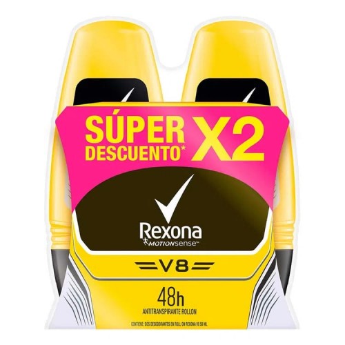 Rexona men desodorante rollon v8 Oferta 2 Unidades (50Ml C/U)