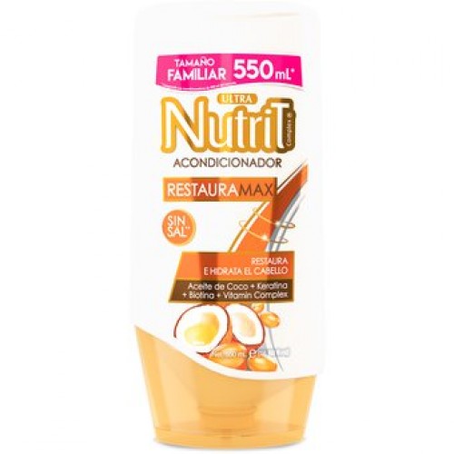 Nutrit Acondicionador Restaura-max aceite de coco Frasco X 550 Ml 