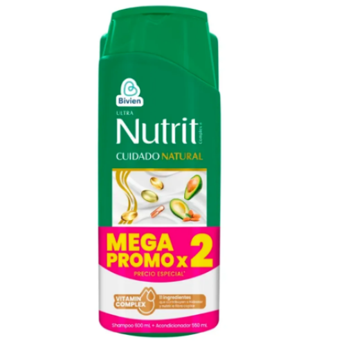 nutrit oferta shampoo natural 600 ml + acondicionador 550 ml