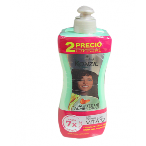 Konzil Aceite de almendras Crema para peinar Rizos 2 Frascos X 230 Ml 