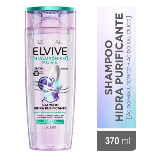 Elvive Shampoo Hidra purificante (ácido hialurónico + ácido salicílico) Frasco X 370 Ml 