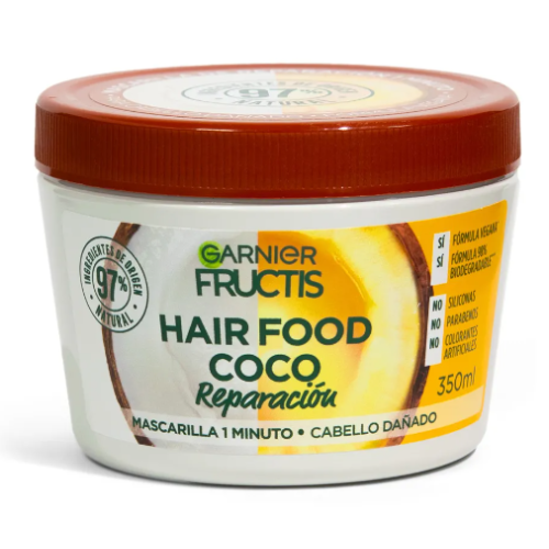 Garnier Fructis Hair Food Coco Mascarilla de Reparación 1 Minuto Pote X 350 Ml 