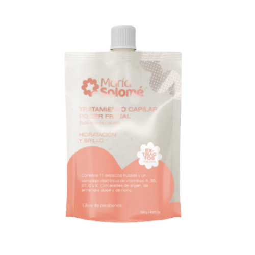 maría salomé Tratamiento capilar poder frutal hidratación y brillo doypack X 120 gr